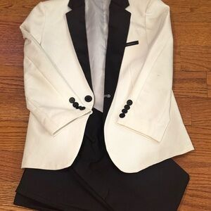 Calvin Klein Elegant White and Black Boy Blazer and Pant Suit